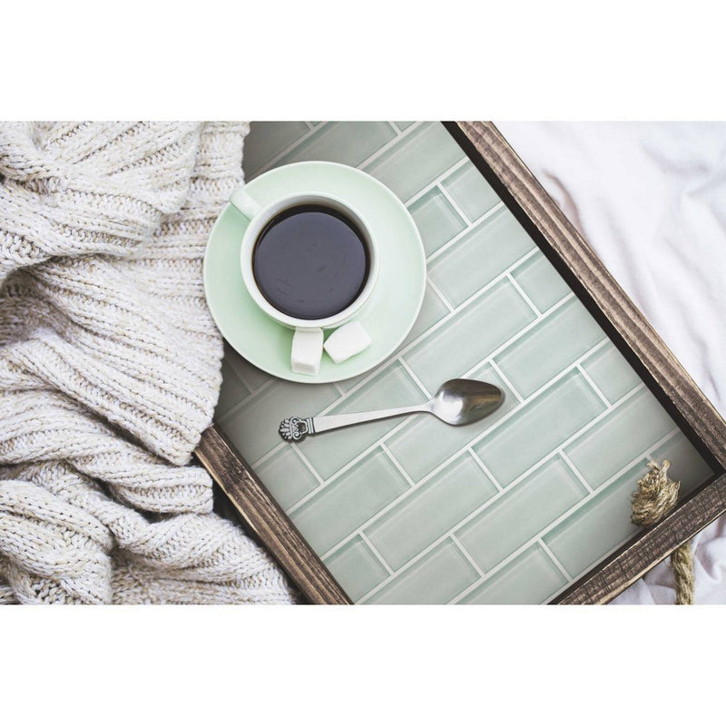 RoomMates Aqua Seaglass Subway Peel & Stick Tile