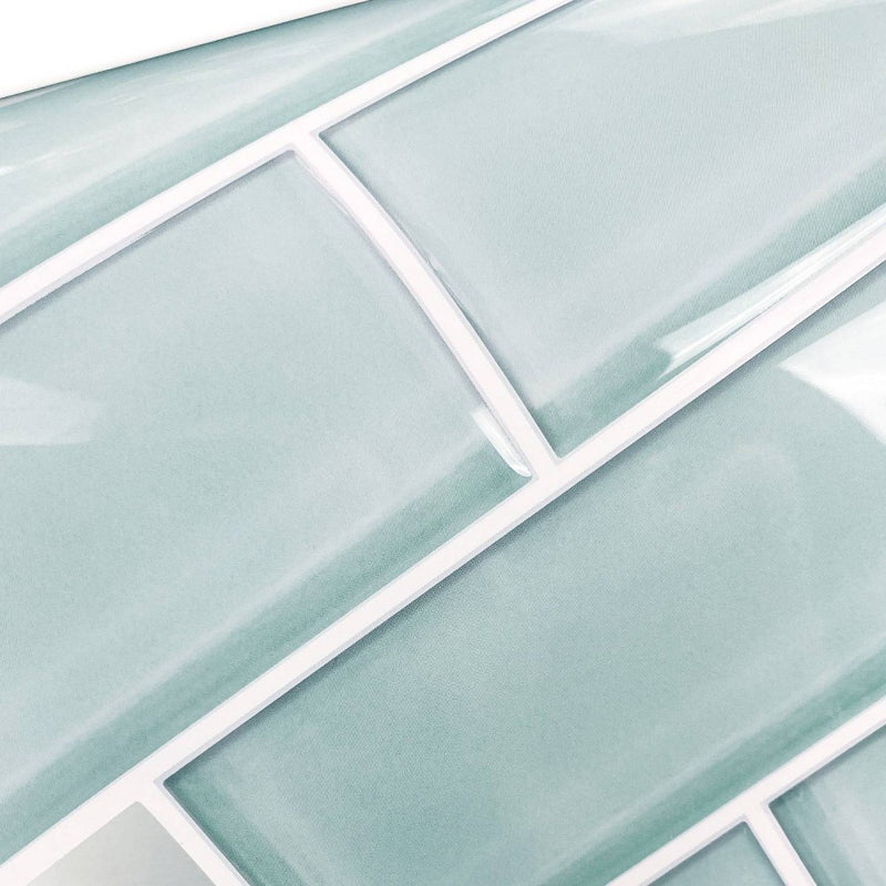 RoomMates Aqua Seaglass Subway Peel & Stick Tile