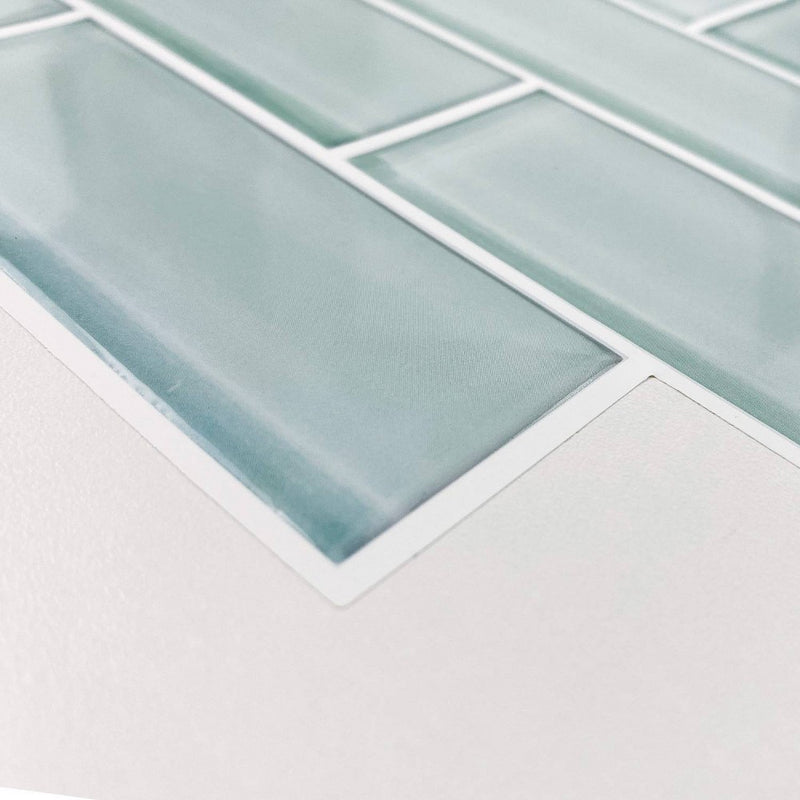 RoomMates Aqua Seaglass Subway Peel & Stick Tile