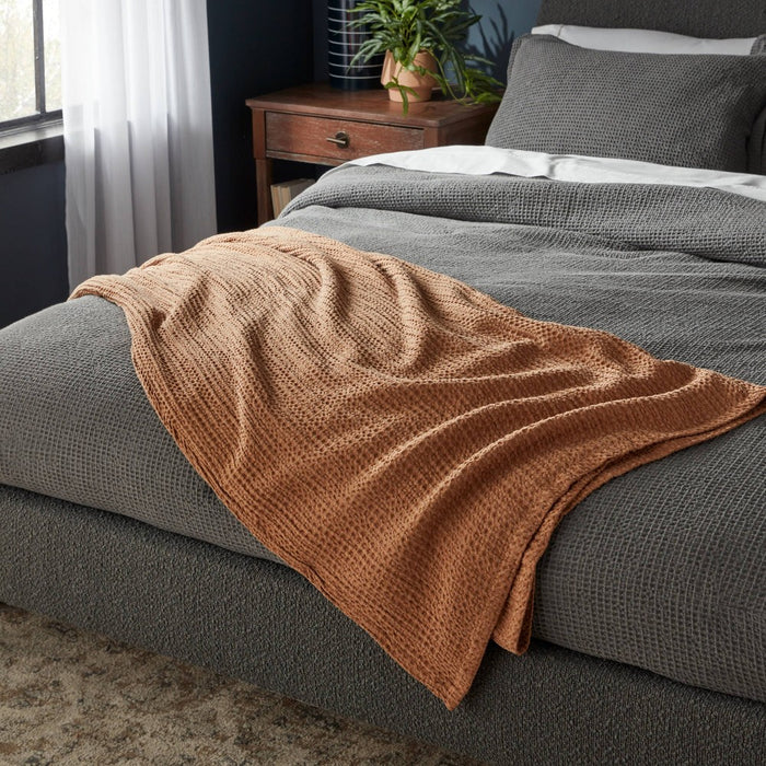 Full/Queen TENCEL Lyocell Waffle Bed Blanket Brown - Threshold