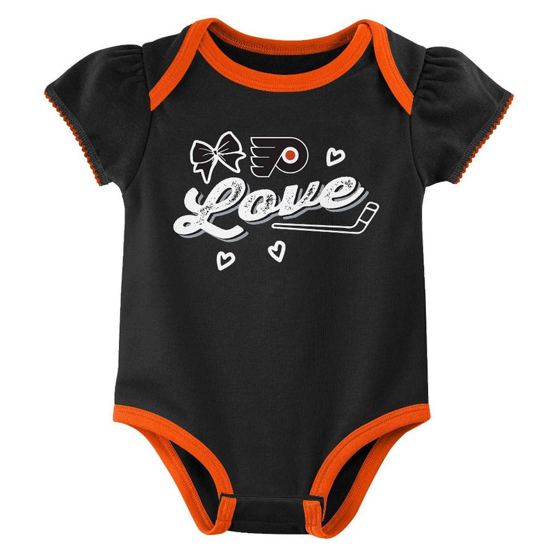 NHL Philadelphia Flyers Infant Girls' 3pk Bodysuit - 3-6M