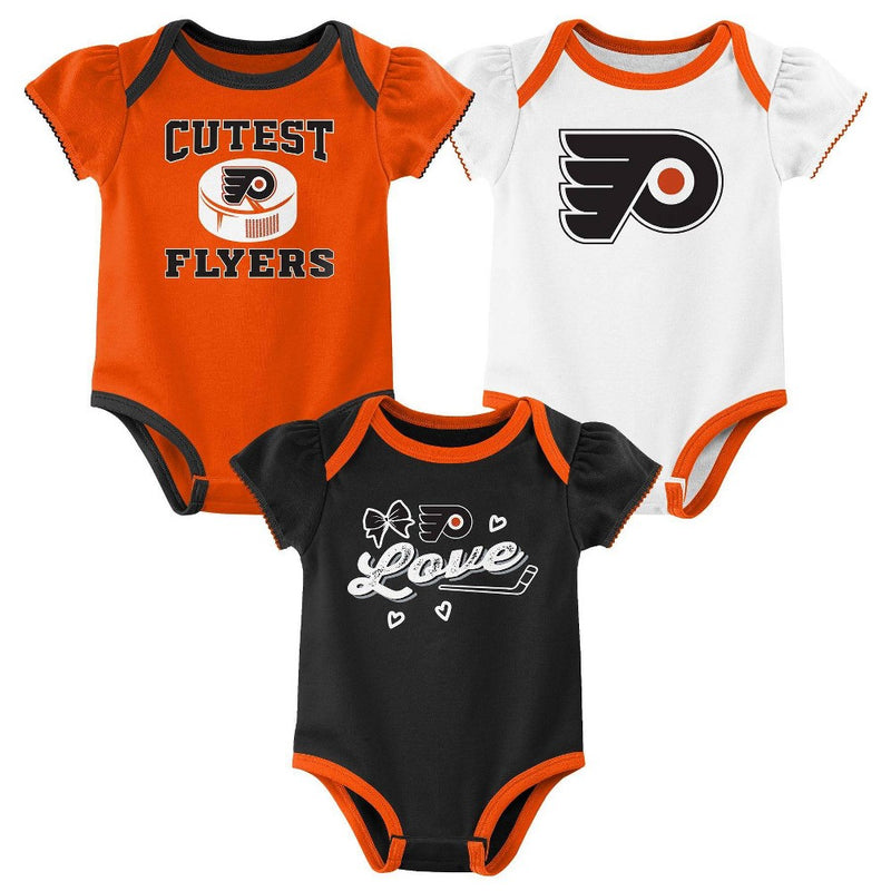 NHL Philadelphia Flyers Infant Girls' 3pk Bodysuit - 3-6M