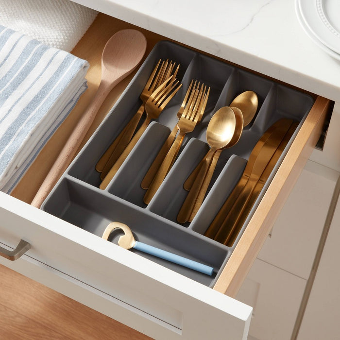 5 Compartment Plastic Plastic Drawer Organizer Gray - Brightroom