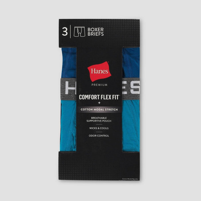 Hanes Premium Men's Comfort Flex Fit Boxer Briefs 3pk - Blue S