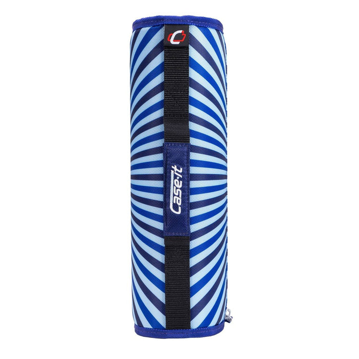 Case-it 3" Printed Nylon Ring Binder with Internal/External Pockets Hypnotic Blue Striped Center