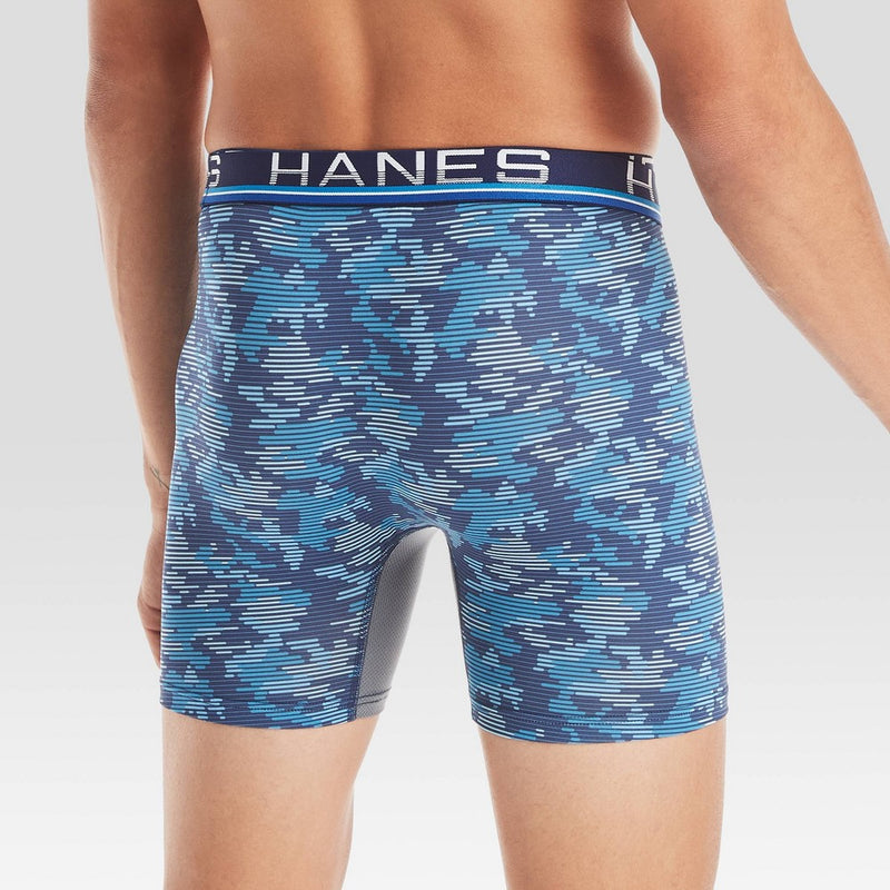Hanes Premium Men's Xtemp Total Support Pouch Anti Chafing 3pk Boxer Briefs - Black/Blue S