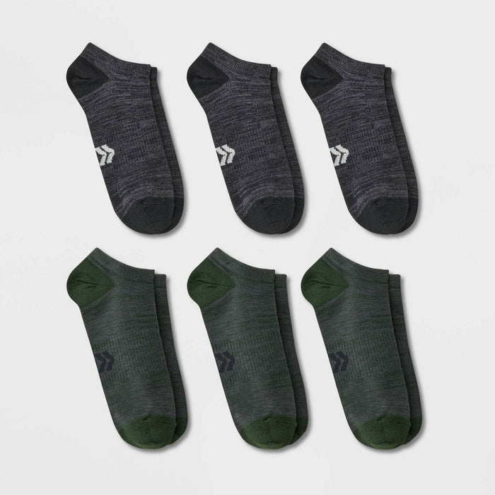 Men's Light Weight Tonal Random Feed Socks 6pk - All In Motion Olive Green/Black 6-12