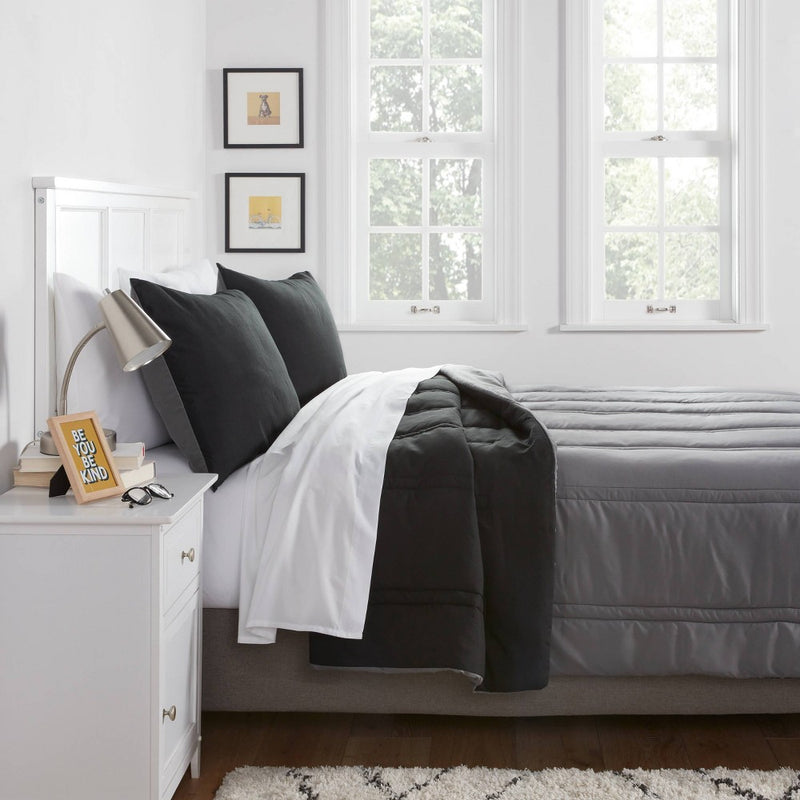 King Lofty Microfiber Comforter Black - Room Essentials