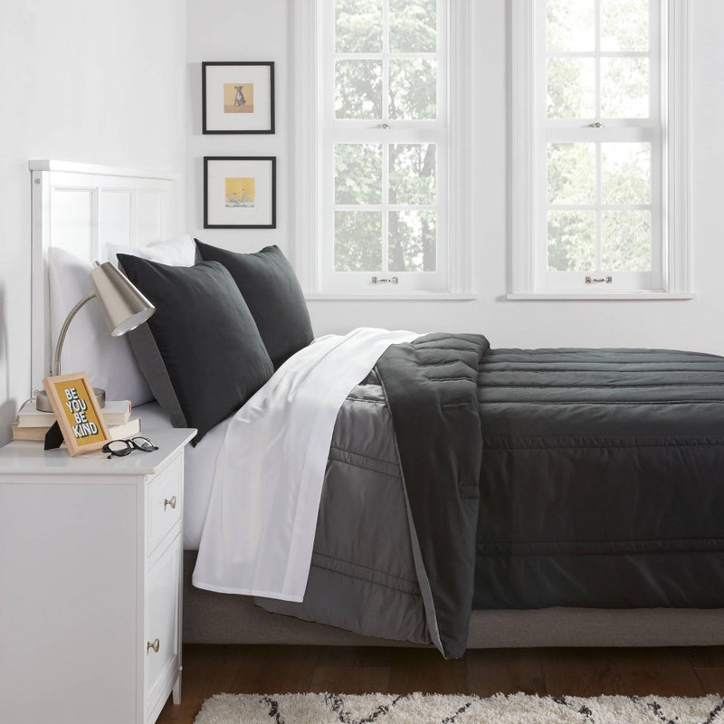 King Lofty Microfiber Comforter Black - Room Essentials