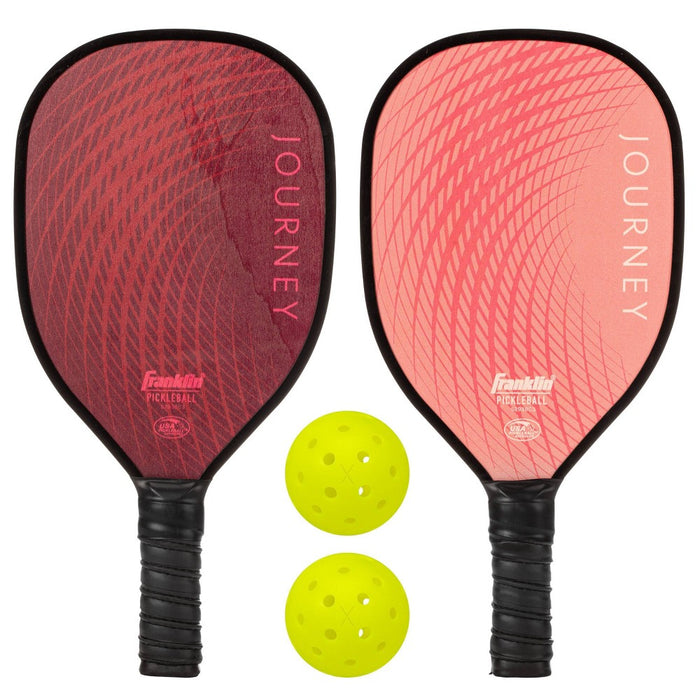 Franklin Sports 2 Player Wood Journey Pickleball Paddle and Ball Pink/Burgandy
