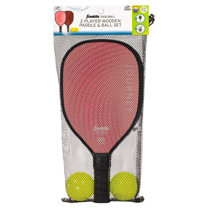 Franklin Sports 2 Player Wood Journey Pickleball Paddle and Ball Pink/Burgandy