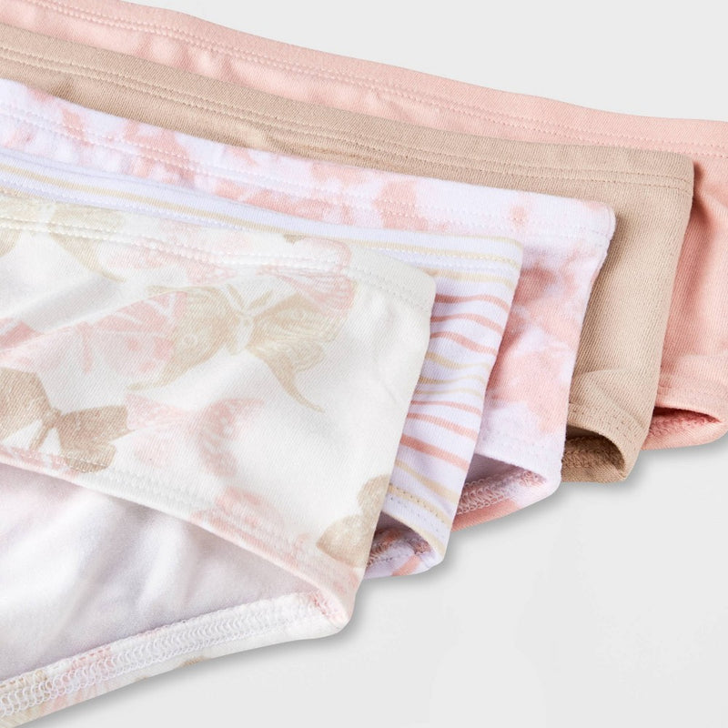 Girls' 5pk Butterfly Microfiber Hipster - art class Assorted Pinks L