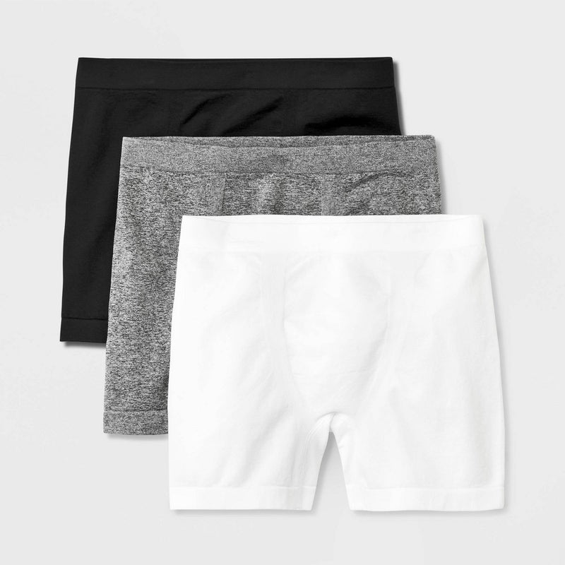 Kids' 3pk Seamless Boxer Shorts - art class Black/Gray/White S