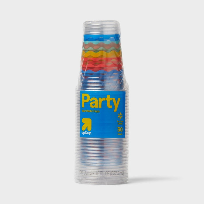 Disposable Clear Cup - Colorful Waves - 30ct/18 fl oz - up & up