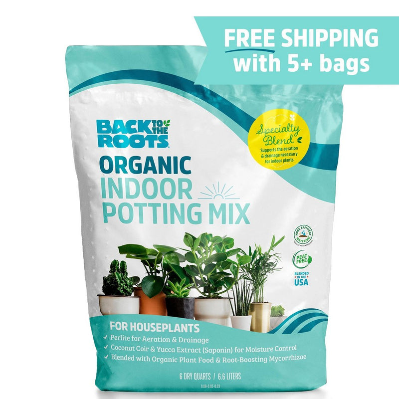 Back to the Roots 6qt Organic Indoor Potting Mix For Houseplants Specialty Mix: Perlite, Coconut Coir, Mycorrhizae