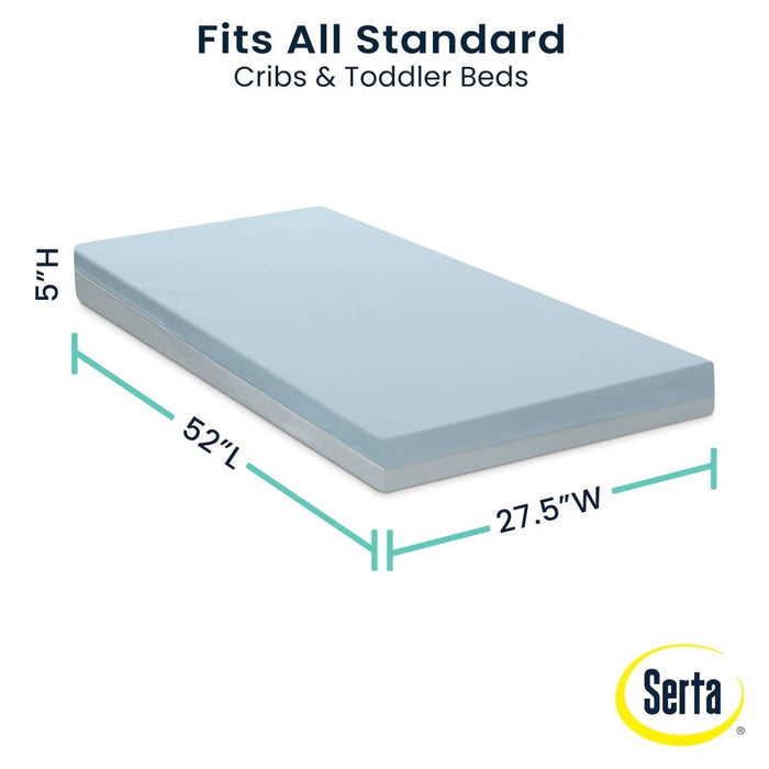 Serta Perfect Embrace Eco Crib and Toddler Mattress - Greenguard Gold - Waterproof - White/Blue (LOCAL PICKUP ONLY)