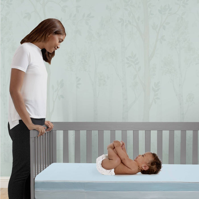 Serta Perfect Embrace Eco Crib and Toddler Mattress - Greenguard Gold - Waterproof - White/Blue (LOCAL PICKUP ONLY)