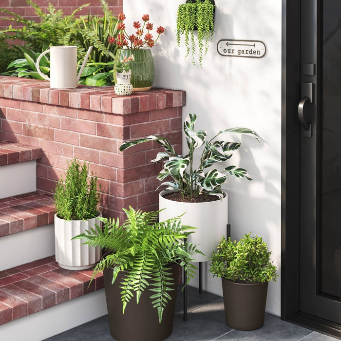 Aesthetic Plastic Indoor Outdoor Planter Pot Foraging Brown 8.5"x8.5" - Threshold