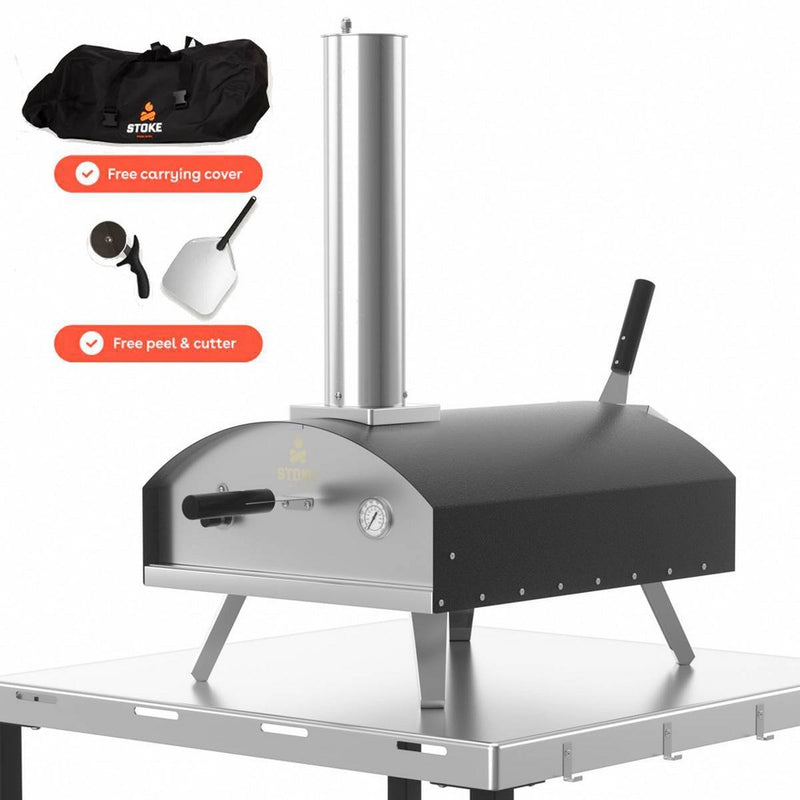 Stoke 5pc 13" Propane Outdoor Patio Pizza Oven with Pizza Stone, Weatherproof Cover, Pizza Peel and Pizza Cutter (LOCAL PICKUP ONLY)