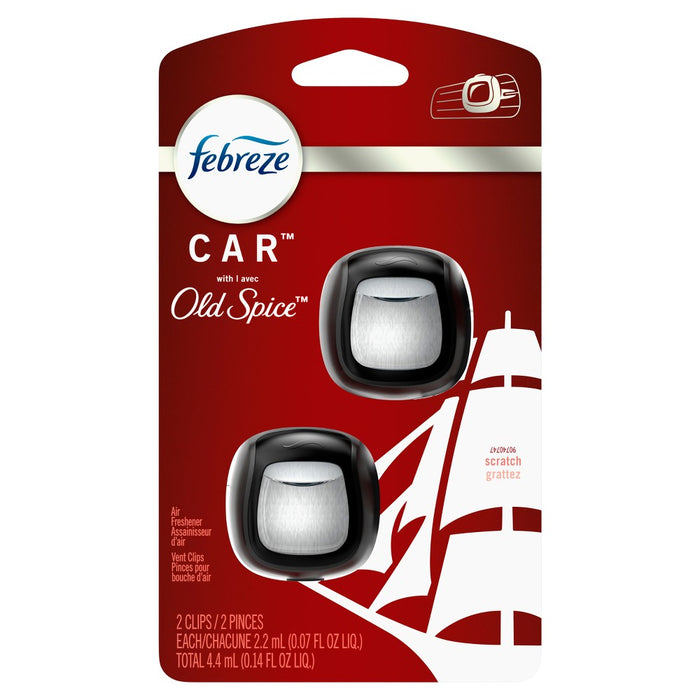 Febreze Car Vent Clip Air Freshener - Old Spice - 0.07 fl oz/2pk
