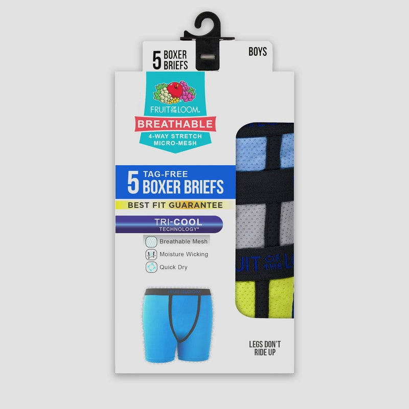 Fruit of The Loom Boys' 5pk Breathable Micro-Mesh Boxer Briefs - Colors May Vary L