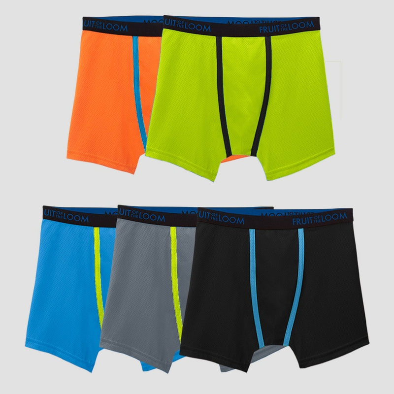 Fruit of The Loom Boys' 5pk Breathable Micro-Mesh Boxer Briefs - Colors May Vary L