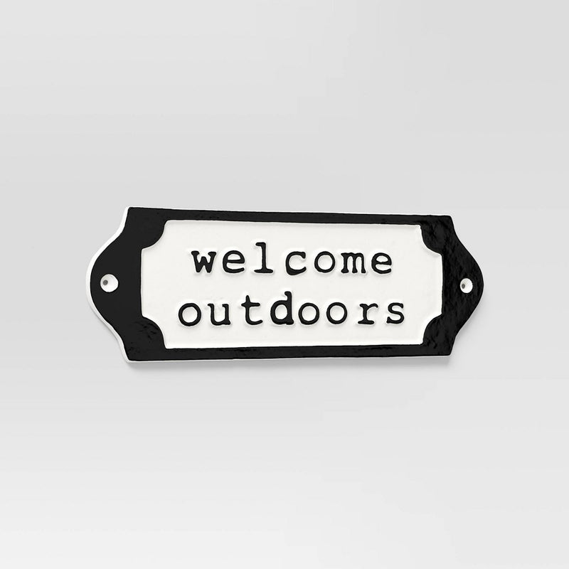 Cast Metal Garden Sign "Welcome Outdoors" - Threshold