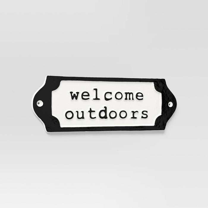 Cast Metal Garden Sign "Welcome Outdoors" - Threshold