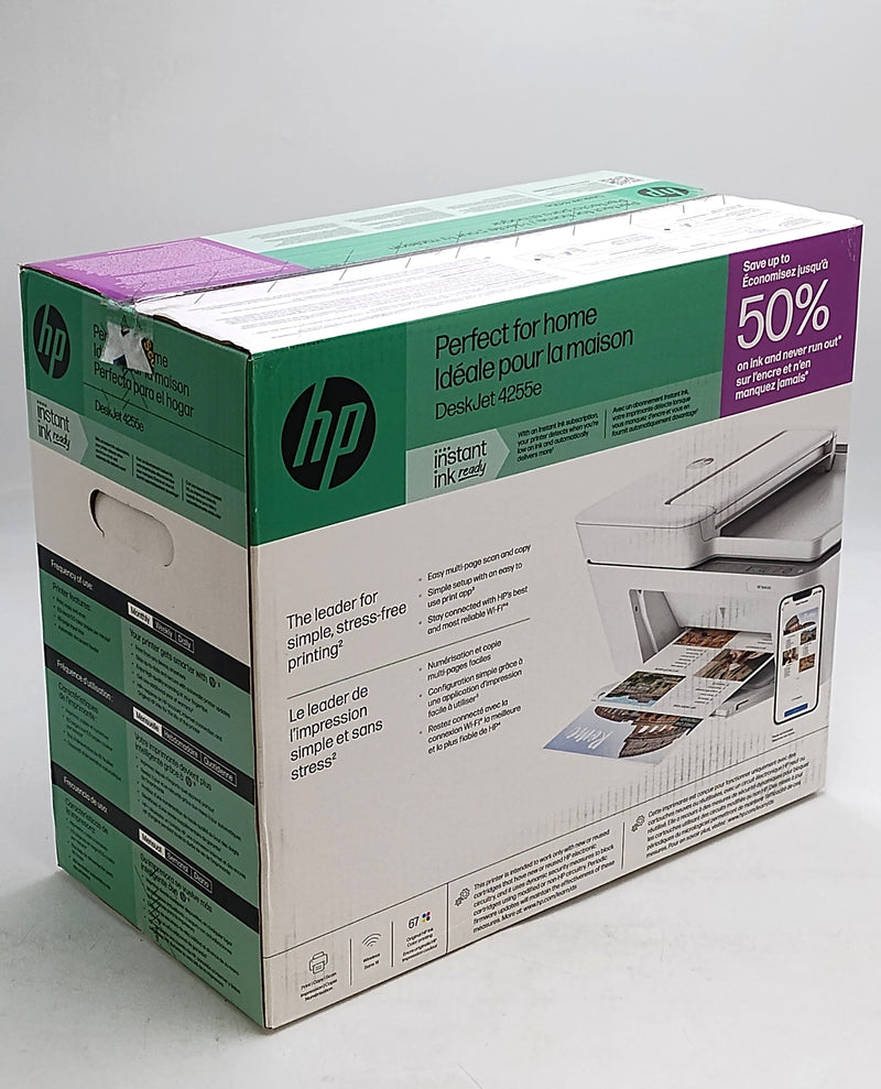 HP DeskJet 4255e Wireless All-in-One Color Printer, Scanner, Copier - White