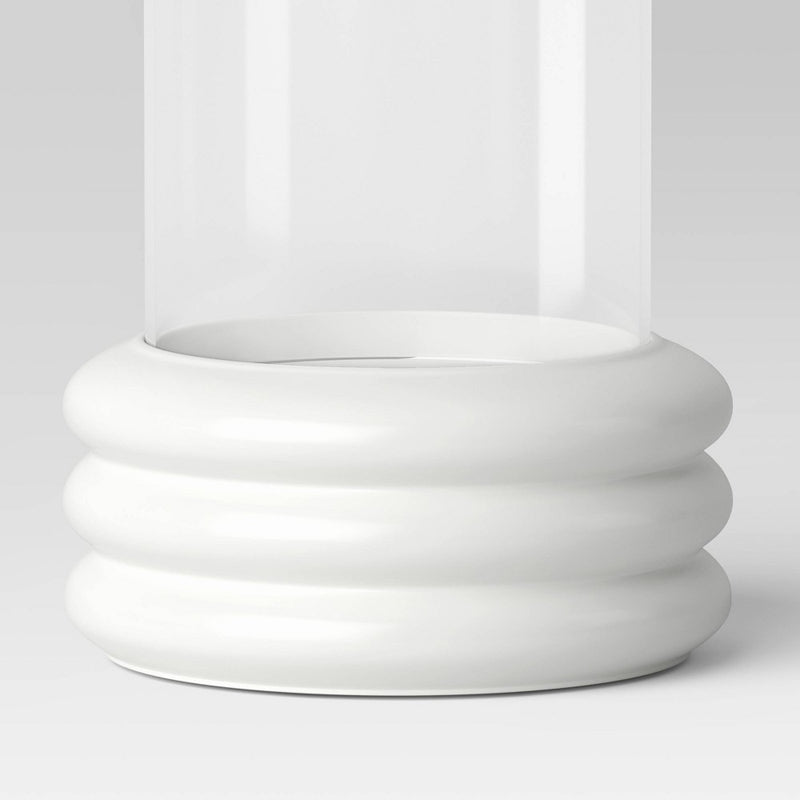 8.07"x6.89" Pillar Concrete/Glass Small Lantern Candle Holder White - Threshold
