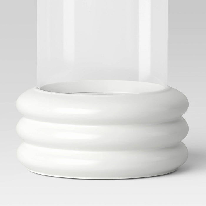 8.07"x6.89" Pillar Concrete/Glass Small Lantern Candle Holder White - Threshold