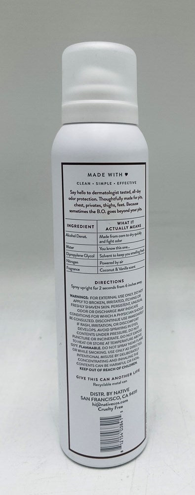 Native Whole Body Deodorant Spray - Coconut & Vanilla - Aluminum Free - 3.5oz
