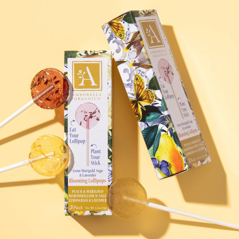 Amborella Organics Seed-Bearing Lollipop Beneficial Bee & Butterfly: Attract Pollinators, Grow Herbs/Flowers
