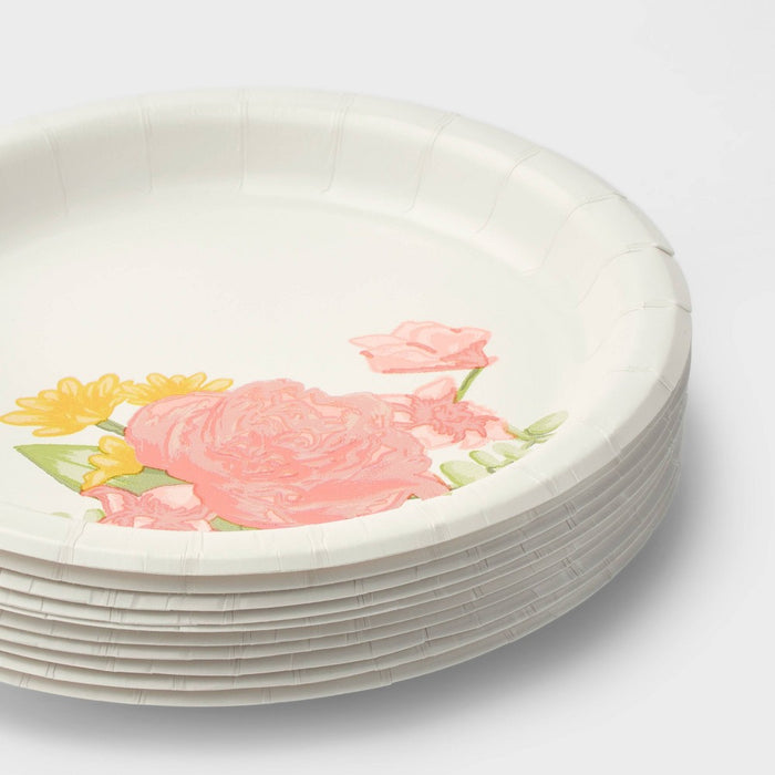 6.75" 10ct Floral Snack Plates - Spritz