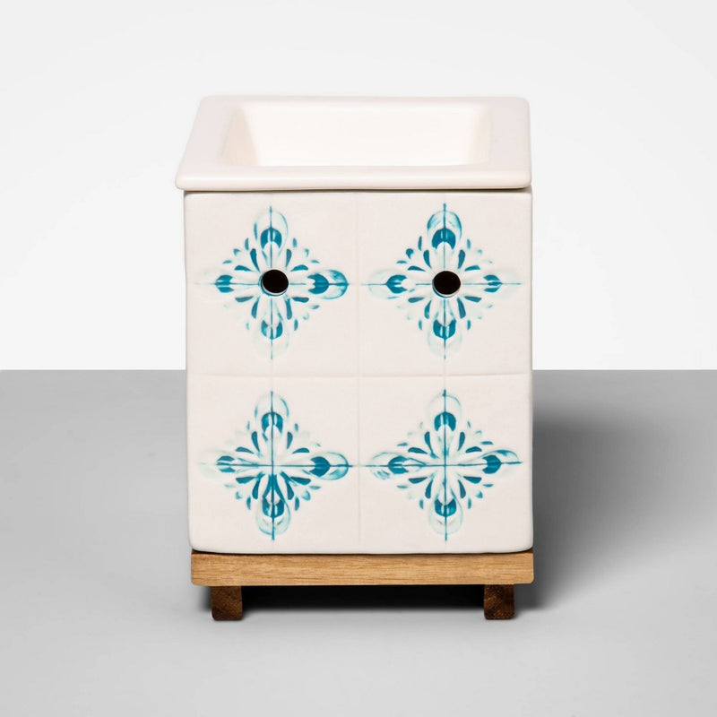 5.2" x 4" Stoneware Debossed Pattern Wax Warmer White - Opalhouse