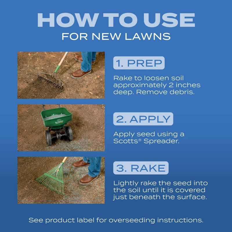 Scotts Turf Builder 2.4lbs Grass Seed Sun and Shade Mix: Lawn Overseeding, Soil Improvement, Quick Germination