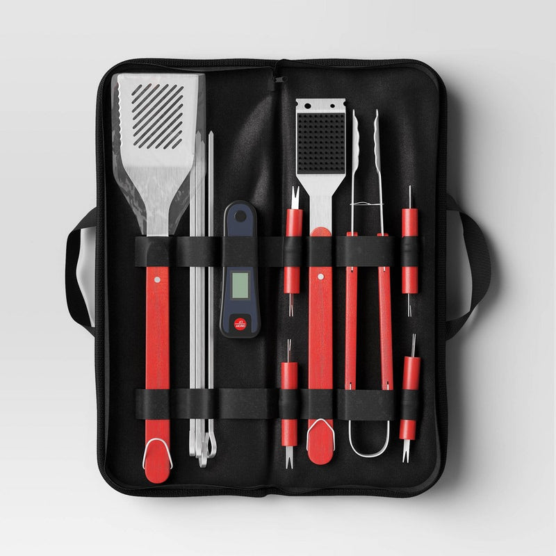 17pc BBQTool Set with Zipper Case in Black - Room Essentials: Stainless Steel, Outdoor Cooking Essentials