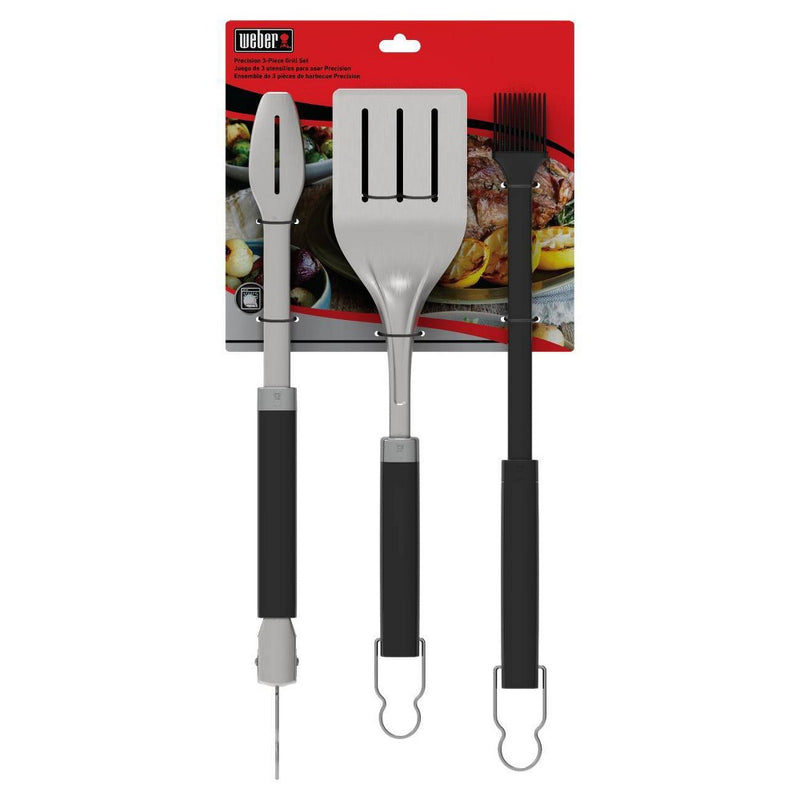 Weber 3pc Precision Grill Tool Set Black: Corrosion-Resistant, Silicone Handles, Outdoor Cookware (LOCAL PICKUP ONLY)