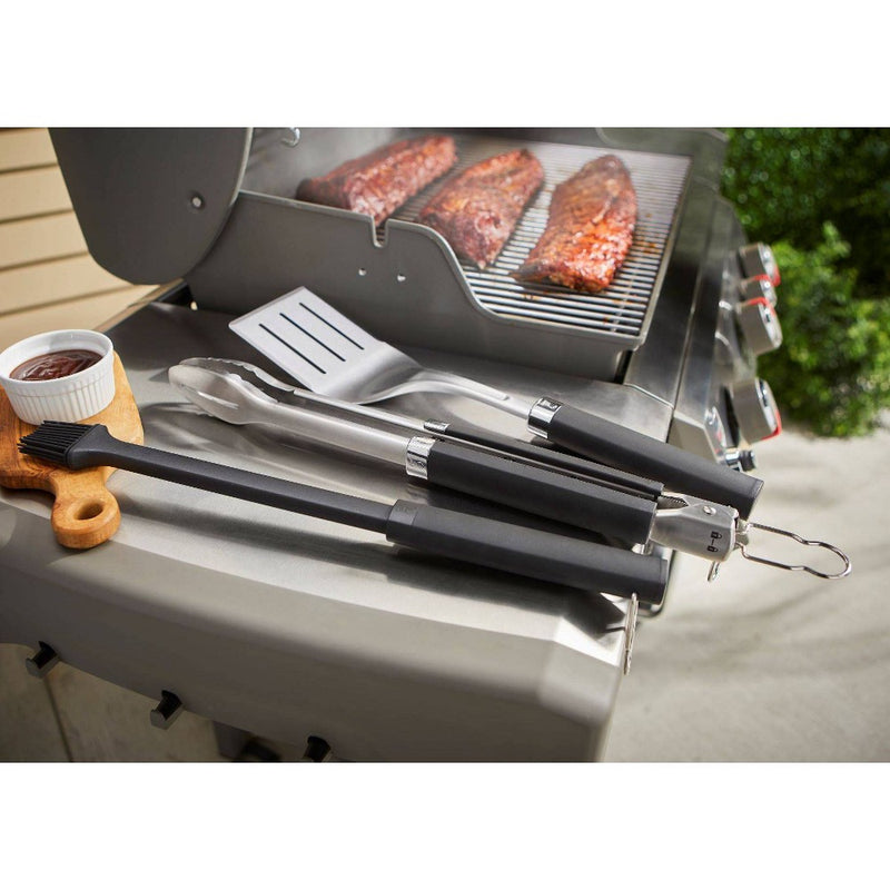 Weber 3pc Precision Grill Tool Set Black: Corrosion-Resistant, Silicone Handles, Outdoor Cookware (LOCAL PICKUP ONLY)