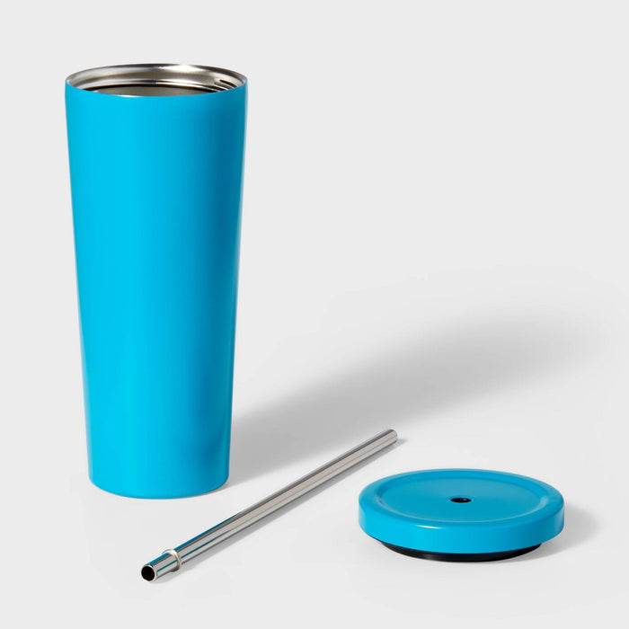 20oz Stainless Steel Tumbler with Straw Teal - Sun Squad