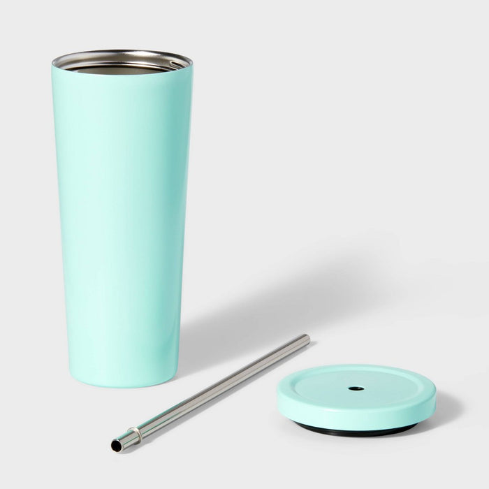 20oz Stainless Steel Tumbler with Straw Mint Green - Sun Squad