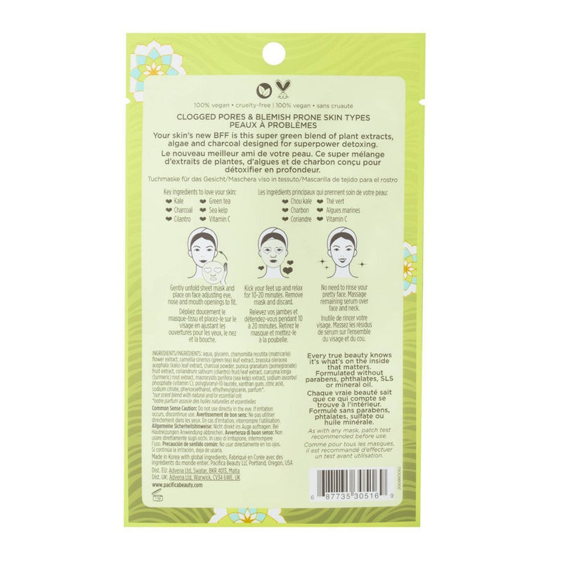 Pacifica Super Green Detox Kale and Charcoal Face Mask - 0.67 fl oz