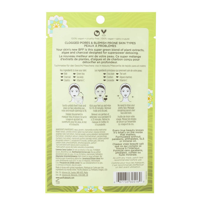 Pacifica Super Green Detox Kale and Charcoal Face Mask - 0.67 fl oz