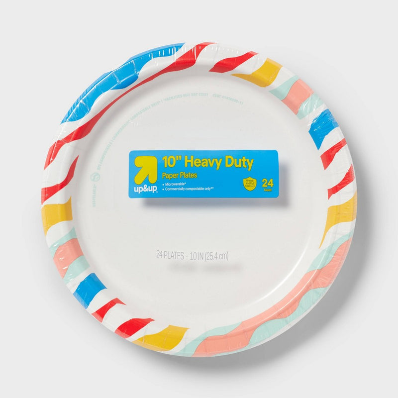 Disposable Paper Plates 10" - Colorful Waves - 24ct - up & up
