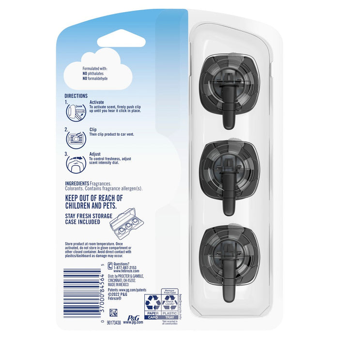 Febreze Unstopables Car Odor-Fighting Car Freshener Vent Clip - Fresh - 0.21 fl oz/3pk