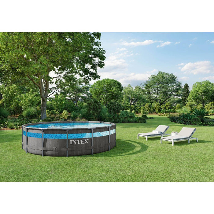 Intex 14' x 42" Clearview Prism Frame Above Ground Pool - Graywood Print (LOCAL PICKUP ONLY)