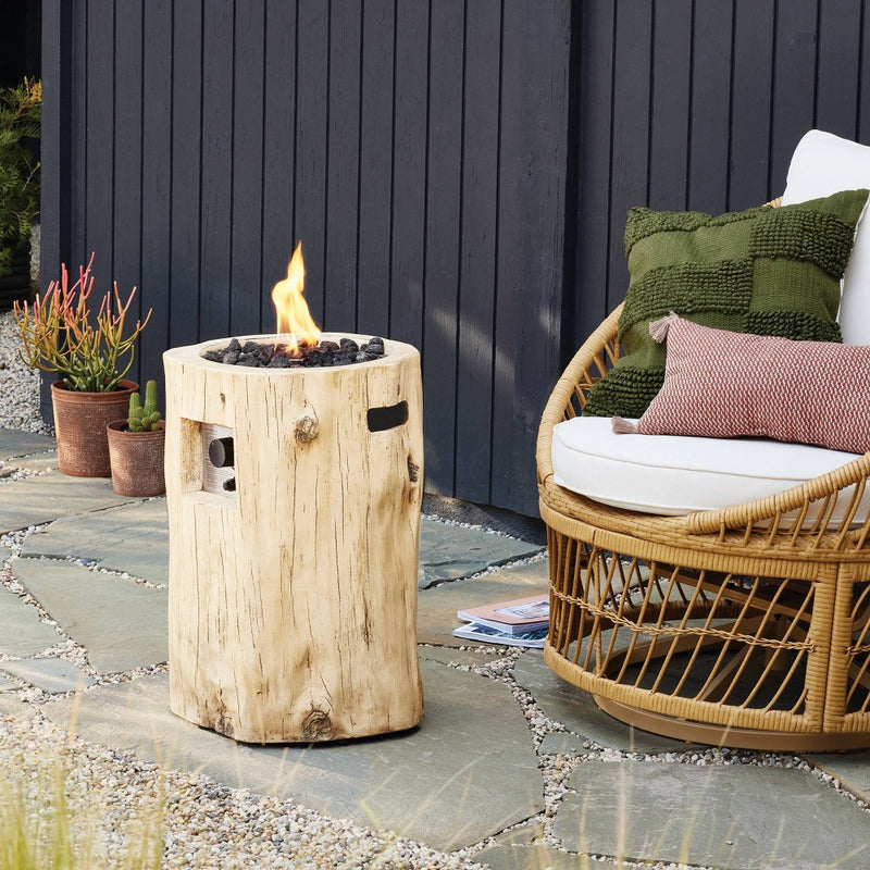 Weathered/Natural Finish Large LP Round Outdoor Fire Column Natural - Threshold (LOCAL PICKUP ONLY)