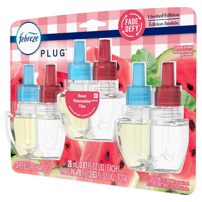 Febreze Plug Triple Refill Air Freshener Sweet Watermelon Vine - 3ct