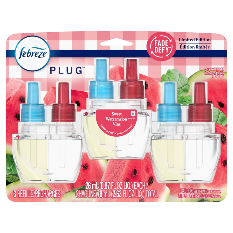 Febreze Plug Triple Refill Air Freshener Sweet Watermelon Vine - 3ct