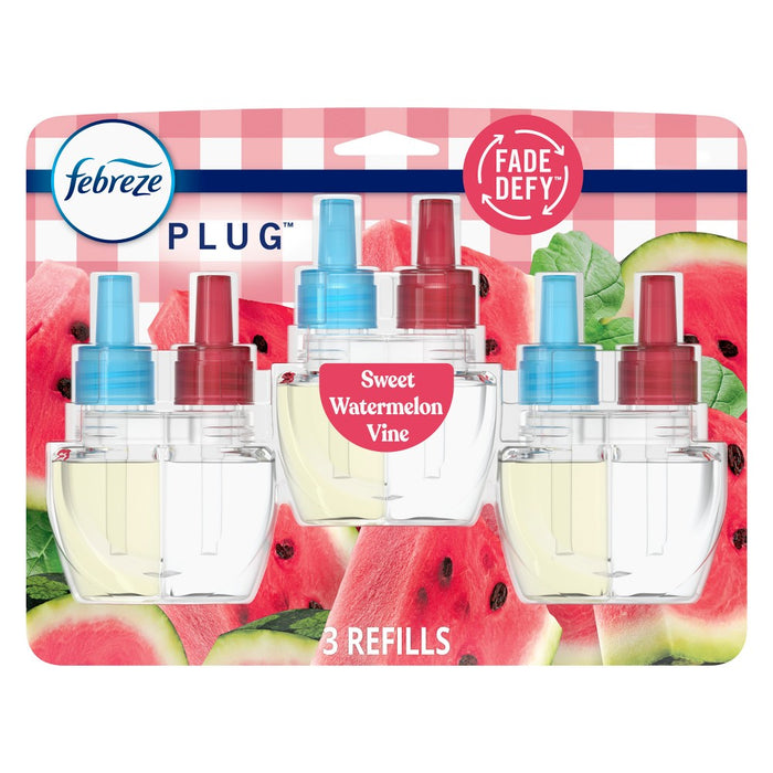 Febreze Plug Triple Refill Air Freshener Sweet Watermelon Vine - 3ct
